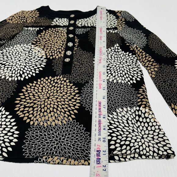 Tory Burch Blouse Top Size 2 Black Multi Floral 100% Silk Balloon Sleeve - Picture 3 of 7